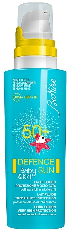 Balsam do opalania dla dzieci SPF50+ - BioNike Defence Sun Baby & Kid Fluid Lotion SPF50+ — Zdjęcie N1
