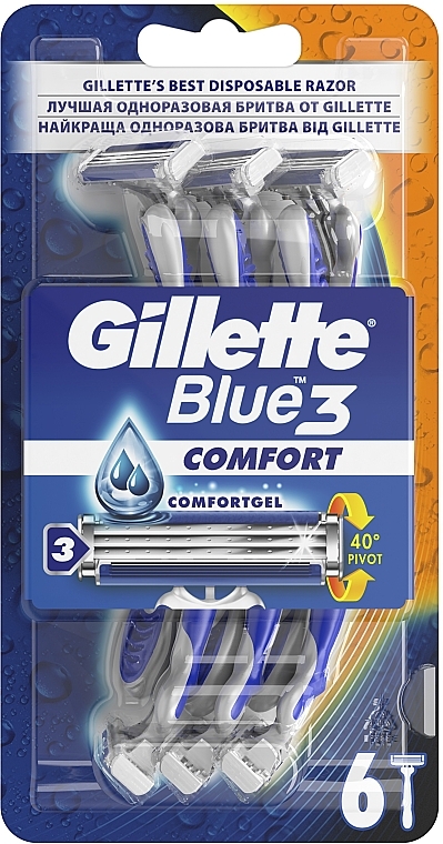 Zestaw jednorazowych maszynek do golenia, 6 szt. - Gillette Blue3 Comfort  — Zdjęcie N1