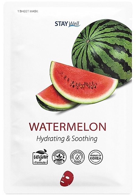 Maseczka do twarzy w płachcie z arbuzem - Stay Well Watermelon Face Mask — Zdjęcie N1