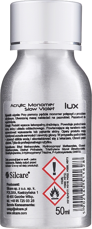 PRZECENA! Monomer do akrylu - Silcare Sequent Liquid Lux Slow Violet * — Zdjęcie N2