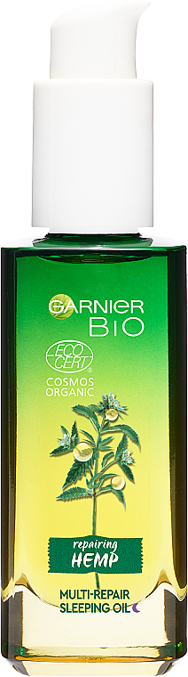 Rewitalizujący olejek do twarzy na noc z olejem z nasion konopi - Garnier Bio Multi-Repair Sleeping Oil — Zdjęcie N2