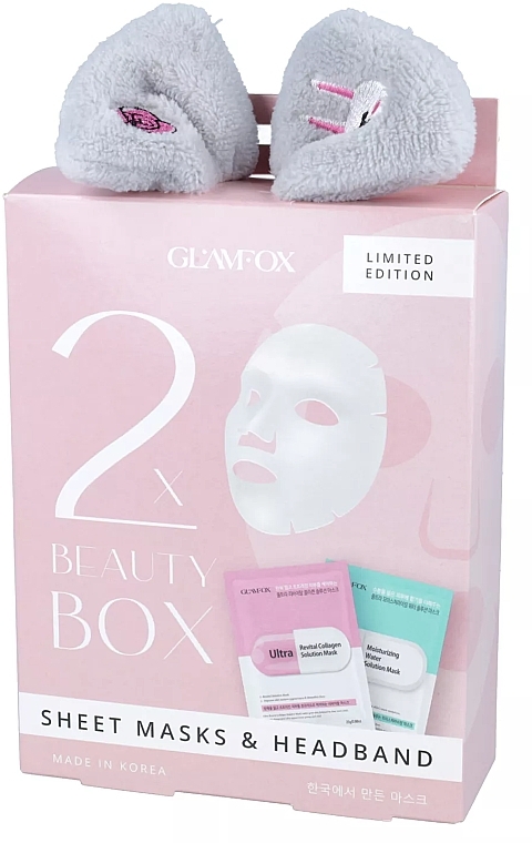 PRZECENA! Zestaw - Glamfox Beauty Box (mask/2x25ml + headband/1pc) * — Zdjęcie N2