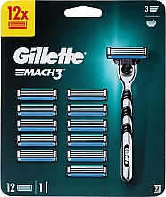 Maszynka do golenia z 12 wymiennymi wkładami - Gillette Mach3 — Zdjęcie N2