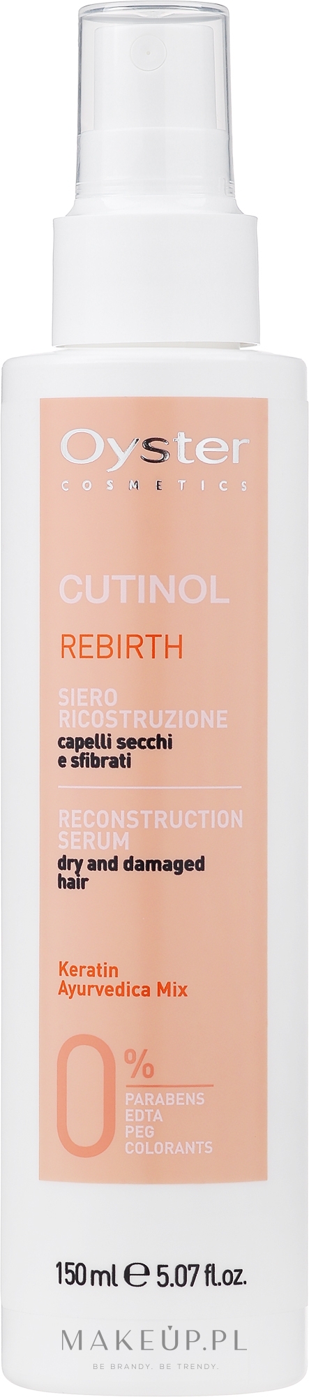 Keratynowe serum naprawcze do włosów zniszczonych i suchych - Oyster Cosmetics Cutinol Rebirth Serum — Zdjęcie 150 ml