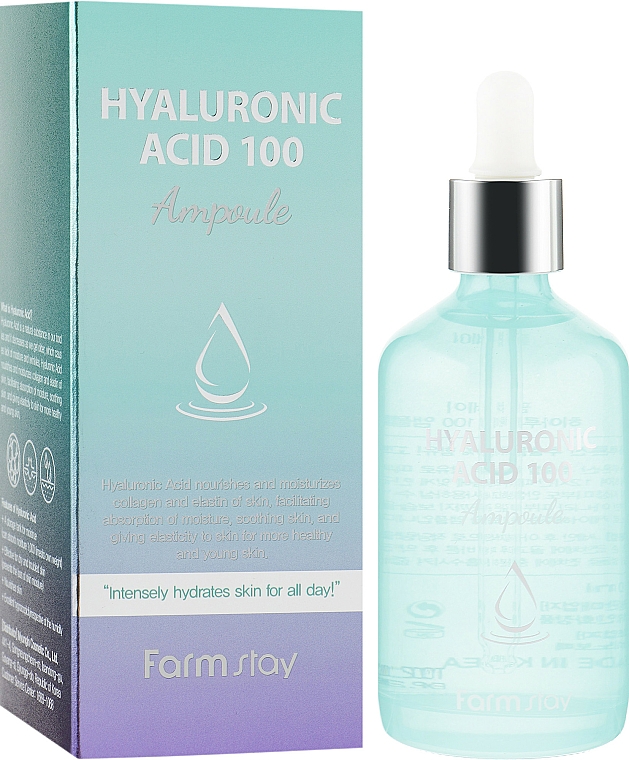 Serum nawilżające do twarzy z kwasem hialuronowym - FarmStay Hyaluronic Acid 100 Ampoule — Zdjęcie N1
