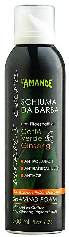 Pianka do golenia - L'Amande Pour Homme Shave Foam Green Coffe And Ginseng — Zdjęcie N1