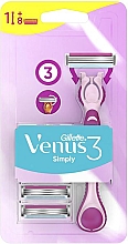 Maszynka do golenia dla kobiet z 8 wymiennymi ostrzami - Gillette Simply Venus 3 — Zdjęcie N1