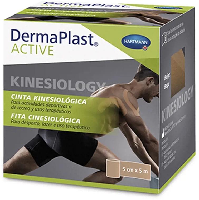 Taśma kinezjologiczna, 5 cm x 5 m, beżowa - Hartmann DermaPlast Active Beige — Zdjęcie N1