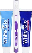 Zestaw do czyszczenia zębów z fioletową szczoteczką - White Glo Night & Day Toothpaste (t/paste/65ml + t/gel/65ml + toothbrush) — Zdjęcie N2