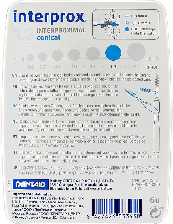 Szczoteczki międzyzębowe 1,3 m - Dentaid Interprox 4G Conical — Zdjęcie N3