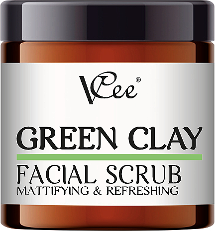 Peeling do twarzy z zieloną glinką - VCee Green Clay Facial Scrub Mattifying&Refreshing — Zdjęcie N1