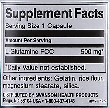 Suplement diety L-Glutamina, 500 mg - Swanson L-Glutamine 500mg — Zdjęcie N3