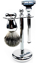 Zestaw do golenia - Golddachs Finest Badger, Mach3 Metal Chrome (sh/brush + razor + stand) — Zdjęcie N1