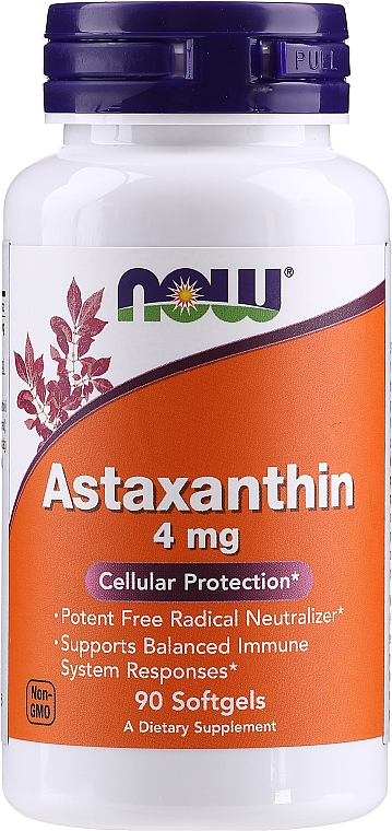 Suplement diety Astaksantyna, 4 mg - Now Foods Astaxanthin Cellular Protection — Zdjęcie N1