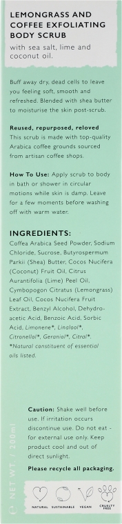 Peeling kawowy do ciała Trawa cytrynowa - Upcircle Coffee Body Scrub With Lemongrass — Zdjęcie N3