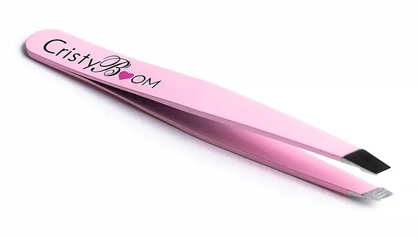 Pęseta do brwi, różowa - Cristyboom Cosmetics Professional Eyebrow Tweezers Pink — Zdjęcie N3