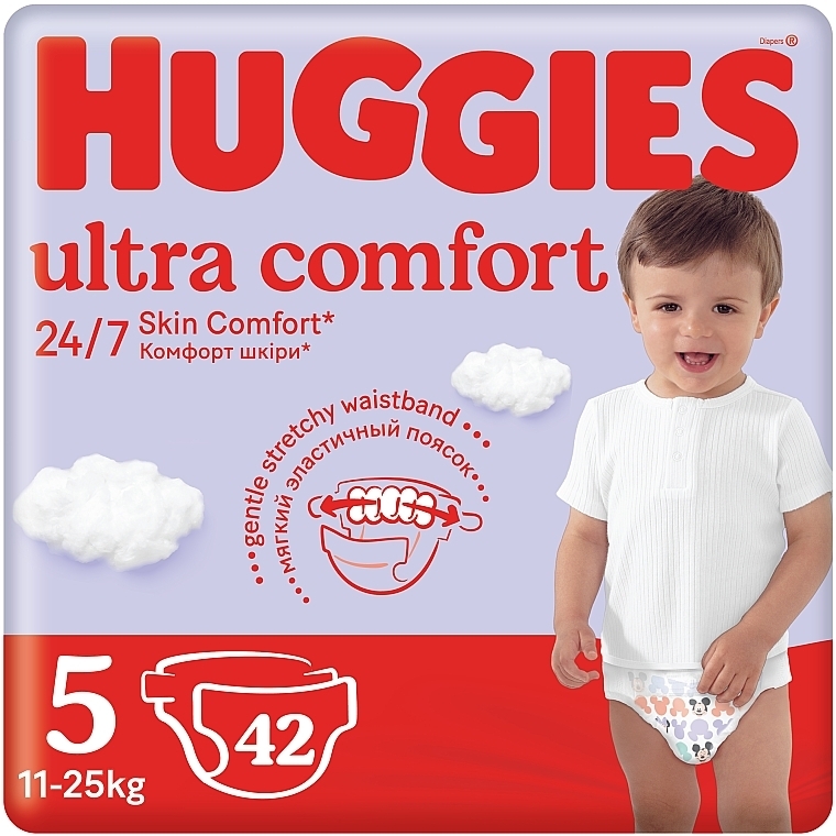 Pieluchy Ultra Comfort 5, 11-25 kg, Jumbo, 42 szt. - Huggies  — Zdjęcie N1