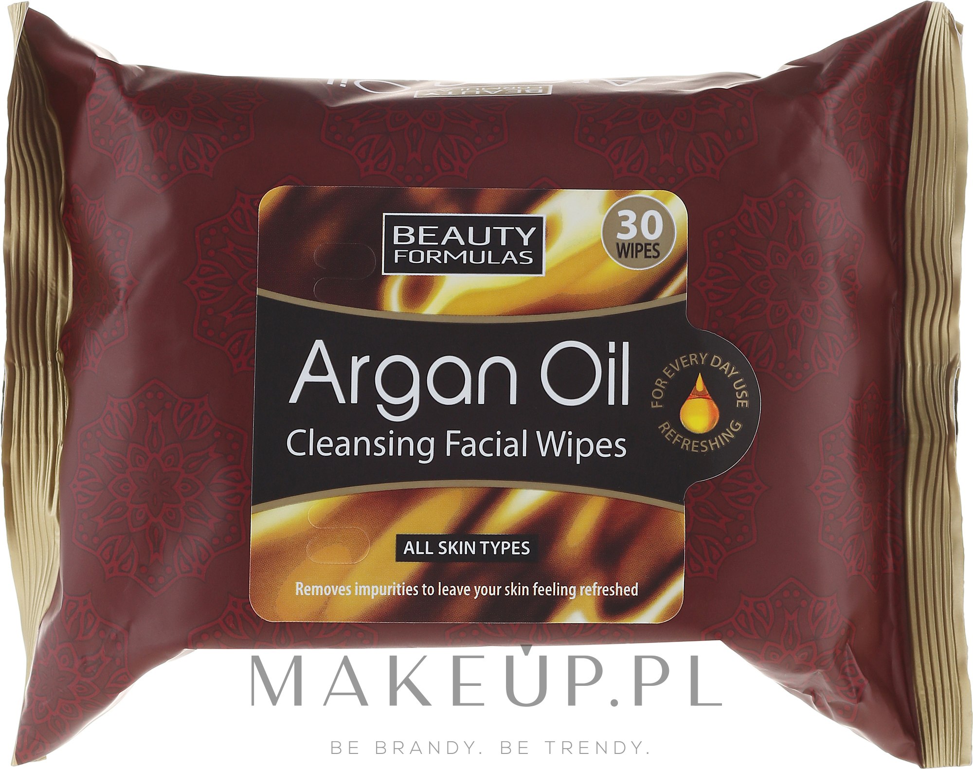 Oczyszczające chusteczki do twarzy z olejem arganowym - Beauty Formulas Argan Oil Cleansing Facial Wipes — Zdjęcie 30 szt.