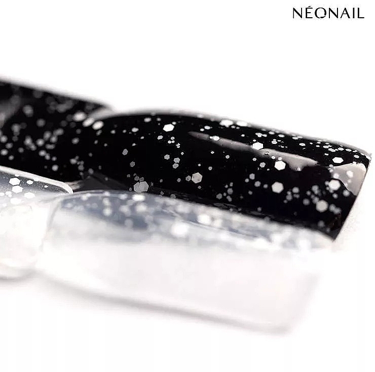 Top do lakieru hybrydowego z białymi drobinkami - NeoNail Professional Hybrid Top Crush White Gloss  — Zdjęcie N2