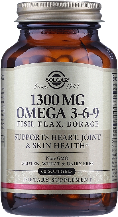 Suplement diety Omega 3-6-9 1300 mg - Solgar Omega 3-6-9 — Zdjęcie N2