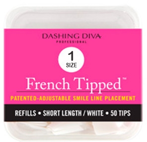 Krótkie tipsy French - Dashing Diva French Tipped Short White 50 Tips (Size 1) — Zdjęcie N1