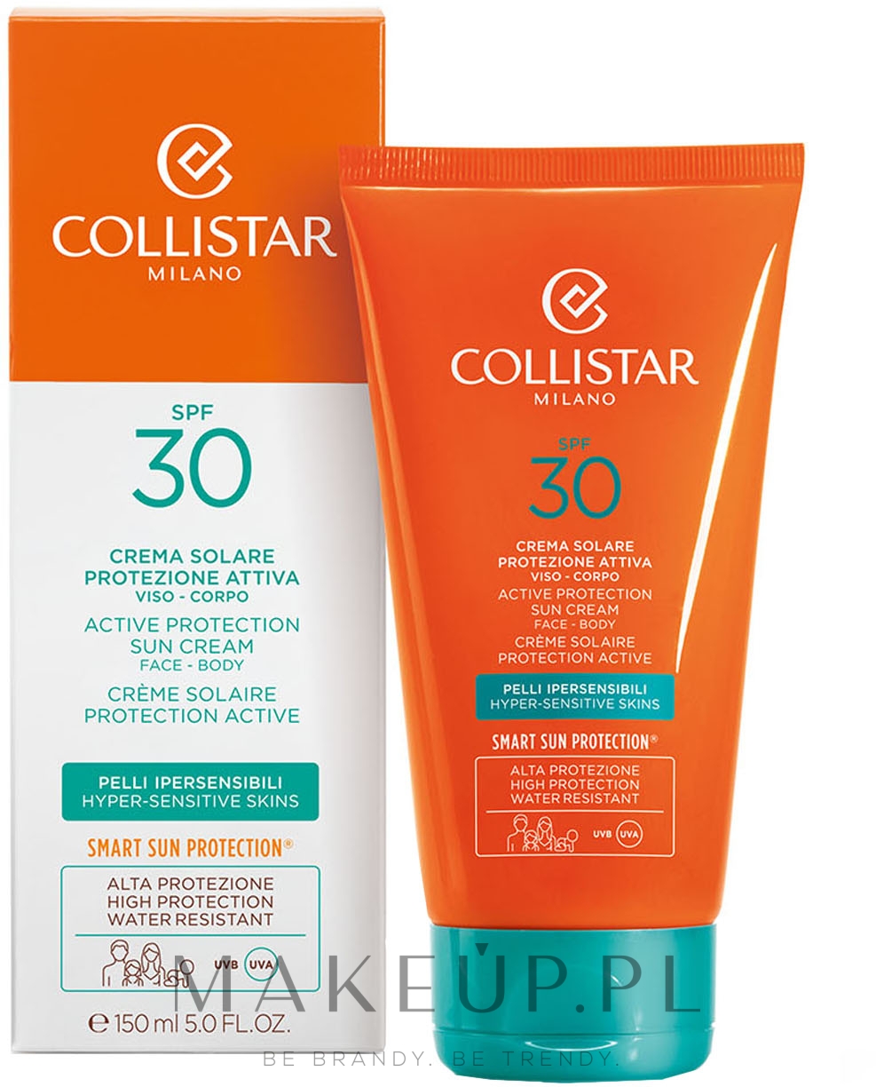Aktywny krem ochronny do opalania twarzy i ciała SPF 30 - Collistar Active Protection Sun Cream — Zdjęcie 150 ml