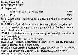 Suplement diety Cytrynian cynku - Weider Strong Zinc Caps 25 Mg — Zdjęcie N2