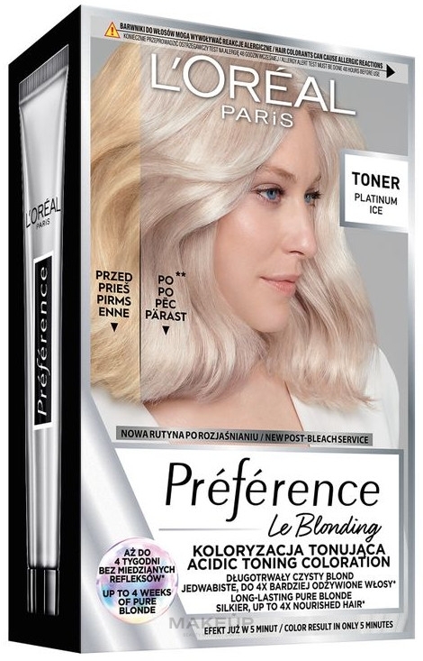 Toner do włosów - L'Oreal Paris Preference Le Blonding Toner — Zdjęcie 02 - Pearly Boost