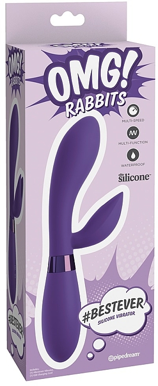 Wibrator-królik, fioletowy - PipeDream OMG! Rabbits #Bestever Silicone Vibrator Purple — Zdjęcie N1