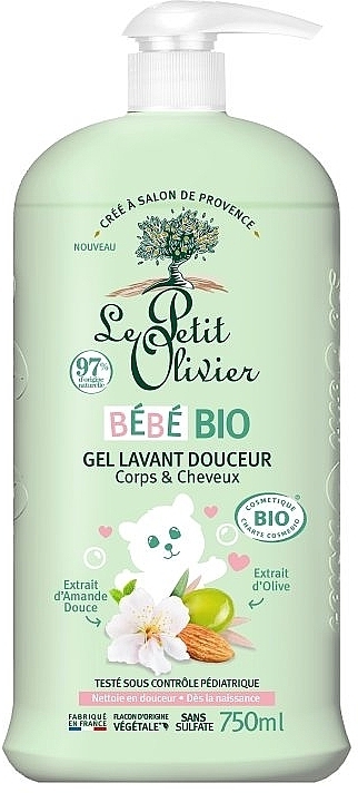 Organiczny żel do mycia ciała i włosów - Le Petit Olivier Baby Bio Gentle Cleansing Gel Body & Hair — Zdjęcie N1