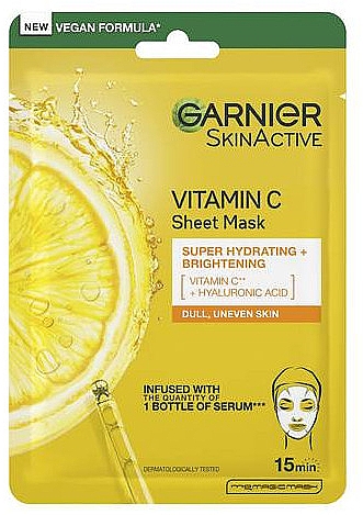 Maska do twarzy w płachcie z witaminą C - Garnier SkinActive Vitamin C Sheet Mask — Zdjęcie N3