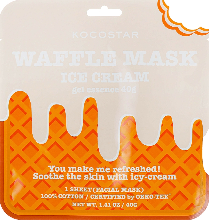 Zmiękczająca maska na tkaninie Kremowe lody - Kocostar Ice Cream Waffle Mask 