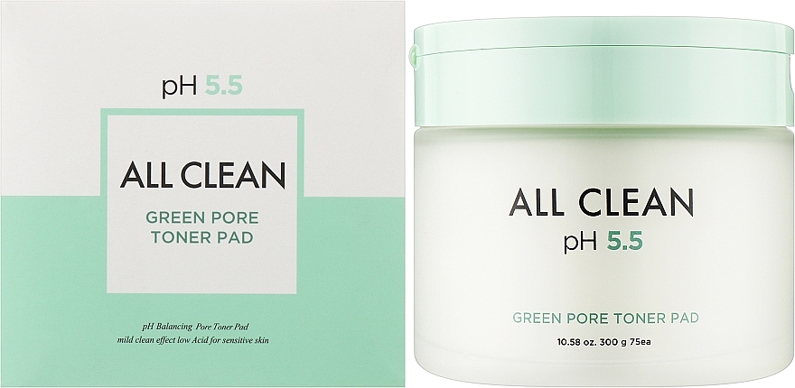 Oczyszczające płatki tonizujące do twarzy - Heimish All Clean pH 5.5 Green Pore Toner Pad — Zdjęcie N2