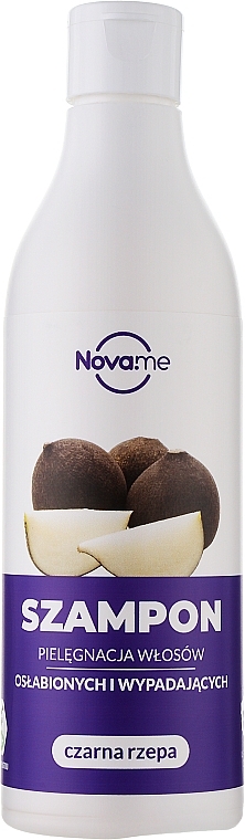 Wzmacniający szampon do włosów osłabionych i wypadających Czarna rzepa - Novame — Zdjęcie N1