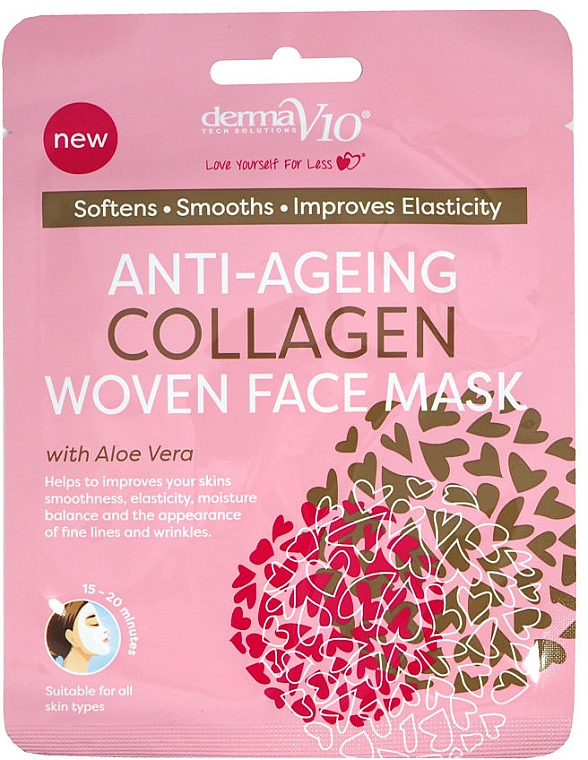 Przeciwstarzeniowa maseczka w płachcie - Derma V10 Woven Face Mask Anti Ageing Collagen  — фото N1