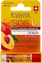 Odżywczy i regenerujący balsam do ust Brzoskwinia - Eveline Cosmetics Argan Oil Sos Peach Sorbet — Zdjęcie N2