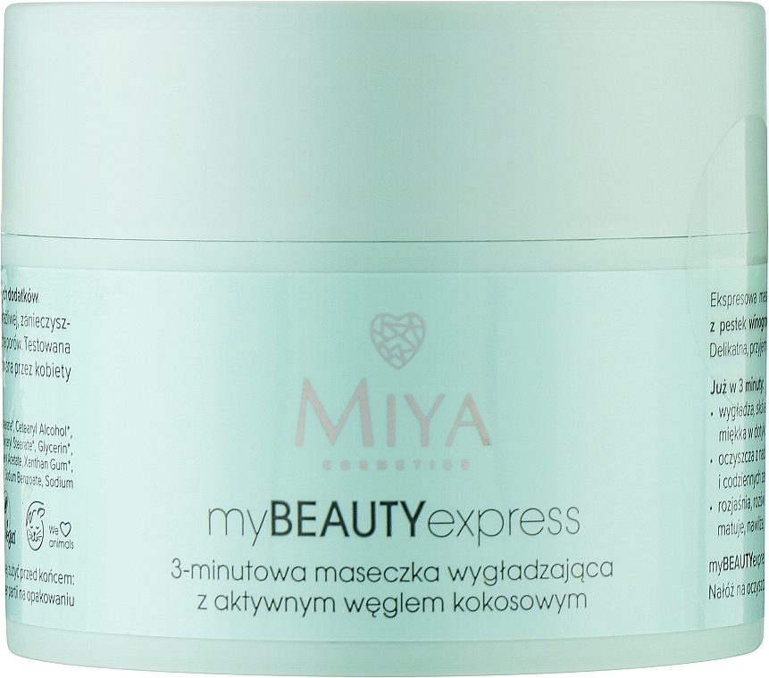 3-minutowa maseczka wygładzająca z aktywnym węglem kokosowym - Miya Cosmetics myBEAUTYexpress