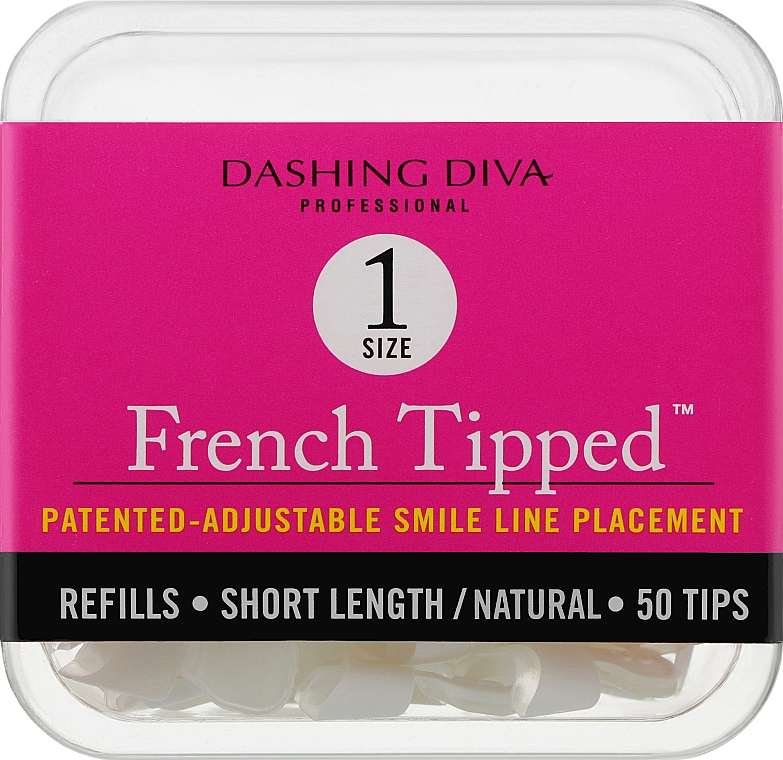 Tipsy krótkie naturalne French - Dashing Diva French Tipped Short Natural 50 Tips (Size 1) — Zdjęcie N1