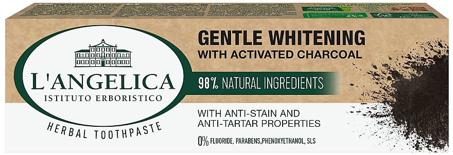 Pasta do zębów z węglem aktywnym - L'Angelica Gentle Whitening With Activated Charcoal Toothpaste  — Zdjęcie N1