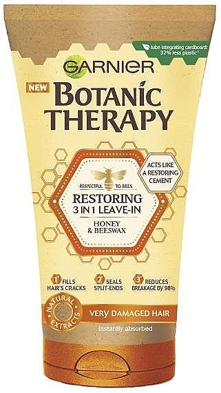Krem do włosów bez spłukiwania Miód i wosk pszczeli - Garnier Botanic Therapy Restoring 3 in 1 Leave-In Honey & Beeswax