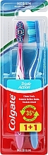Kup Zestaw szczoteczek do zębów Potrójne działanie, średnia twardość, 2 szt., niebieska, malinowa - Colgate Triple Action Medium