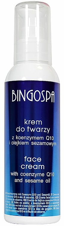 Krem do twarzy z koenzymem Q10 i olejem sezamowym - BingoSpa Face Cream With Coenzyme Q10 And Sesame Oil — Zdjęcie N1