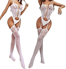 Kup Body erotyczne, elastyczne z wzorami, białe - Lolita Accessories