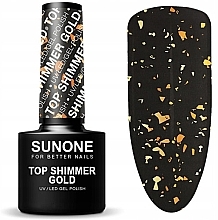 Top z połyskiem do lakieru hybrydowego - Sunone Top Shimmer Gold — Zdjęcie N3