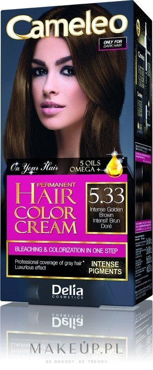 Trwała farba do włosów z naturalnymi olejami - Delia Cameleo Omega + — Zdjęcie 5.33 - Intense Golden Brown