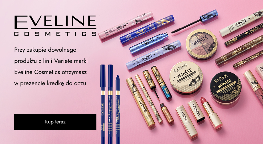 Przy zakupie dowolnego produktu z linii Variete marki Eveline Cosmetics otrzymasz w prezencie kredkę do oczu.