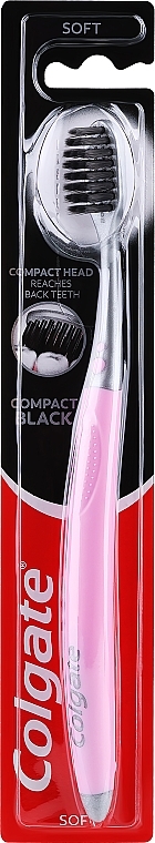 Szczoteczka do zębów, miękka, różowo-szara - Colgate Compact Black — Zdjęcie N1