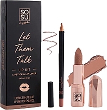 Zestaw dla mężczyzn - Sosu by SJ Let Them Talk Nudist Lip Kit (lipstick/3,5g + lip/liner/1,35g) — Zdjęcie N1