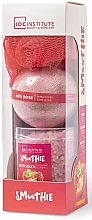 Kup Zestaw - IDC Institute Smoothie Strawberry Set (bath/ball/140g + sponge/1pcs + salt/200g)
