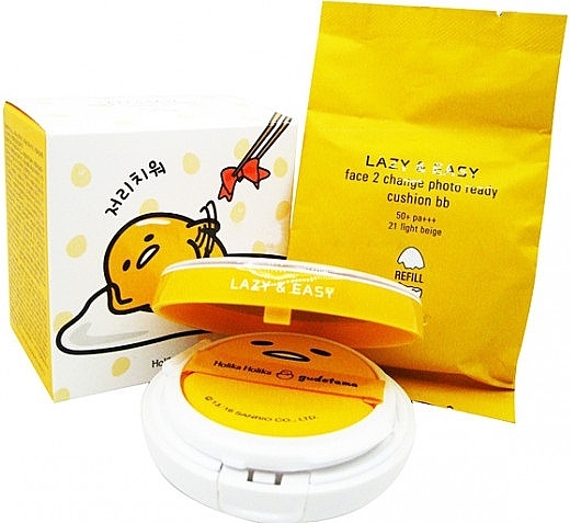 Zestaw - Holika Holika Gudetama Cushion BB Set A (cushion/15gr + refill/15g) — Zdjęcie N1